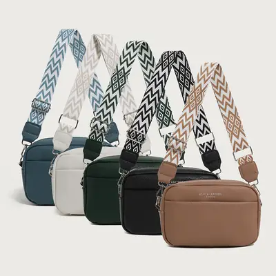 Women's PU Crossbody Bag with Zigzag Strap, 5 Colors