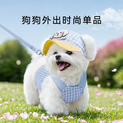 Pet Dog Cat Hat Blue Checkered Sun-Shading Anti-Dew Ear