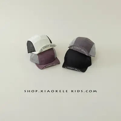 Kids Beanie Grey Mesh Sunshade Cap Spring Autumn