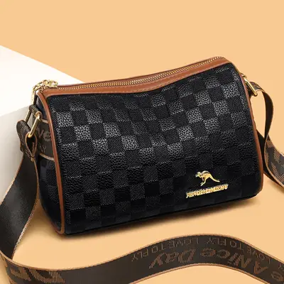 2025 New Textured Embossed Women's Zipper Partition Crossbody Bag