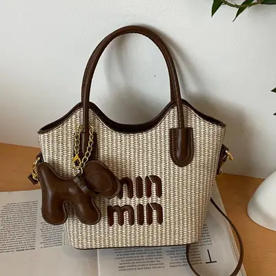 Women Air Mom Beige Canvas Shoulder Bag with Bone Design