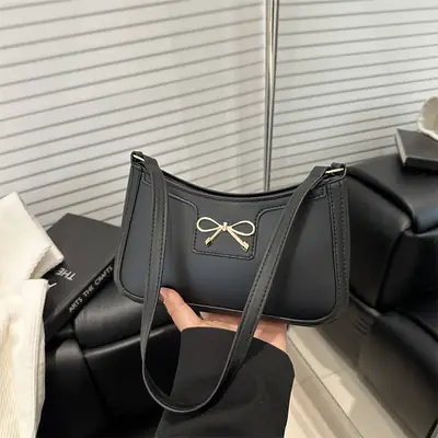 Black Korean Style Bowknot Shoulder Bag for Women