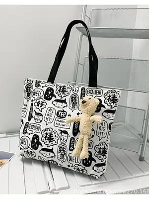 2025 Large Canvas Shoulder Bag Women Japanese Korean Travel Work Instagram Luggage