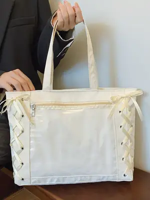Japanese Pain Bag Ribbon Bow Cute Handbag Large Capacity