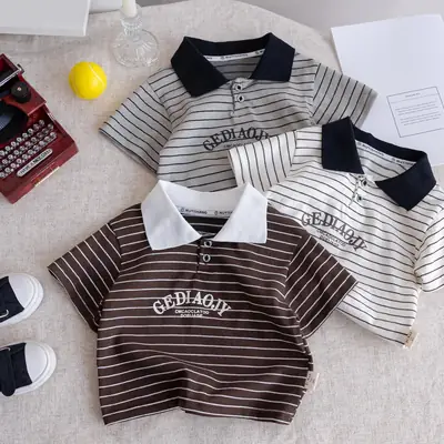 Children's Striped Polo T-Shirt Boys Summer 2025