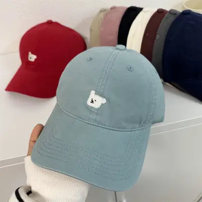 Sweet Cute Puppy Embroidered Denim Cap Women's Korean Style