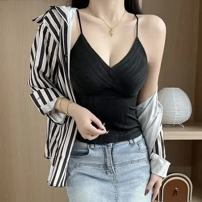 Women's Slim Fit Camisole with Chest Pads for Increasing Cup Size