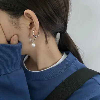 Pearl Drop Earrings for Women Men 2025 Trendy Hip Hop