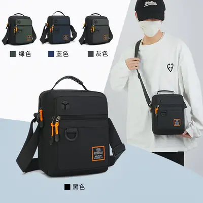 Men's Oxford Cloth Crossbody Bag Black Orange Gray