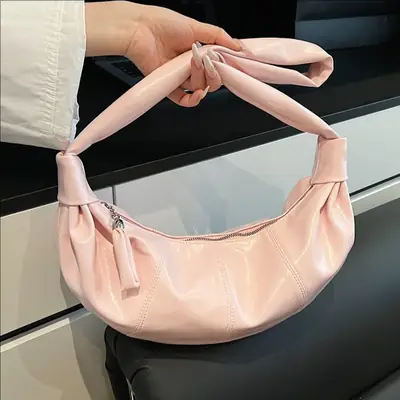 Pink Vintage Pleated Crossbody Bag for Women