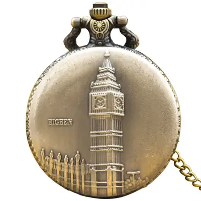 Vintage British London Big Ben Watch Bronze Pocket Watch