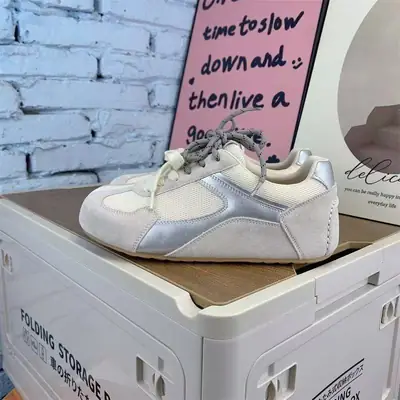 Vintage Women's Pink Flat Sneakers Dopamine Color