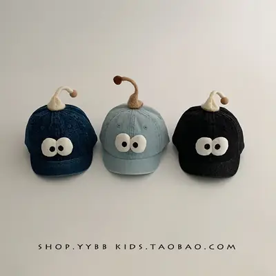 Cute Blue Denim Cap with Big Eyes for Boys Girls