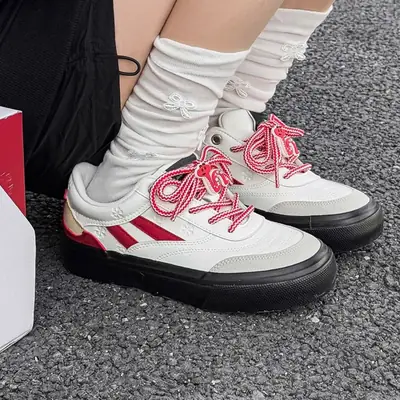 Women White Red Apple Casual Sneakers with Thick Sole