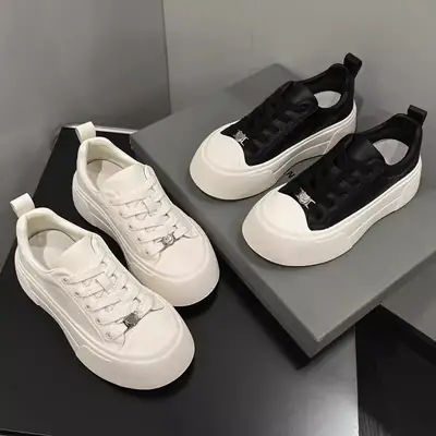 Women's White Thick Platform Casual Shoes