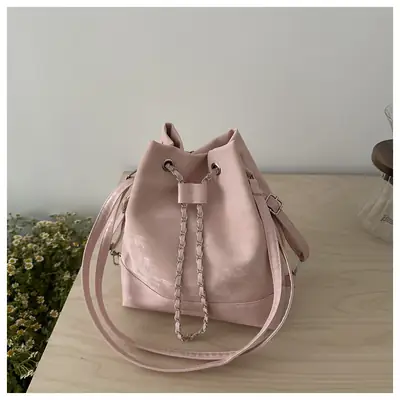 Pink Chain Zip Shoulder Bag for Women 2024