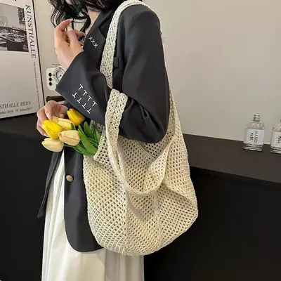 Women's Mesh Shoulder Bag Summer Travel Lightweight Portable
