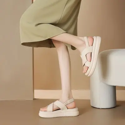 Women's White Elastic Sandals 2025