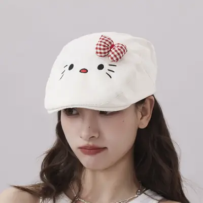 Japanese Girl's Cat Cat Hat with Bow Sunshade Cap