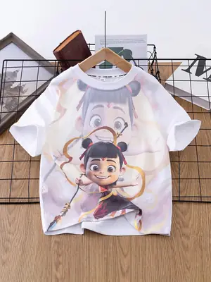 Nezha Boys Summer T-Shirt 2025 Mid Big Print