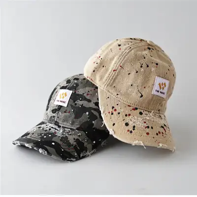 Men's Splash Ink Hole Baseball Cap Beige