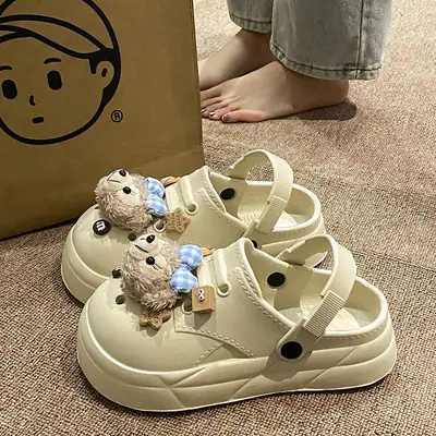 Women's Cute Bear Cave Sandals Summer White Non-Slip