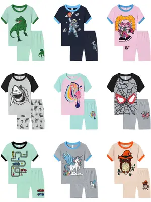 Unicorn Boys Girls Gray Pajamas Set