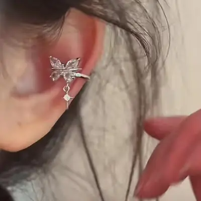 Super Flash Zircon Butterfly Ear Clip Women's Fashion