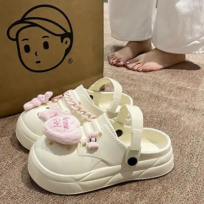 Cute Pink Heart Clogs for Women Summer Sandals