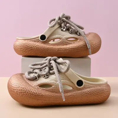 Thick-soled hole shoes women's non-stinky feet diy non-slip toe-covered slippers EVA wear-resistant fashion breathable beach sandals