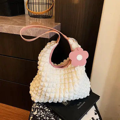 White Plaid Underarm Bag for Women 2025