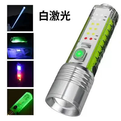 TypeC Rechargeable LED Flashlight Green White Long Shot Zoom