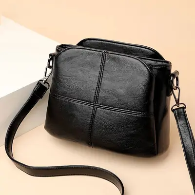 Black Soft Leather Crossbody Bag for Women