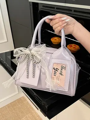 Women's Light Purple Clear Pouch with Bow
