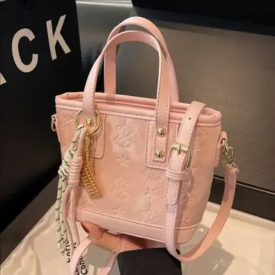 Pink Embossed Korean Style Handbag for Women