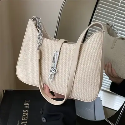 Women's Crossbody Bag Beige Chain Strap 2025