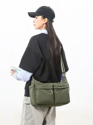 Waterproof Green Satchel Shoulder Bag for Men Women