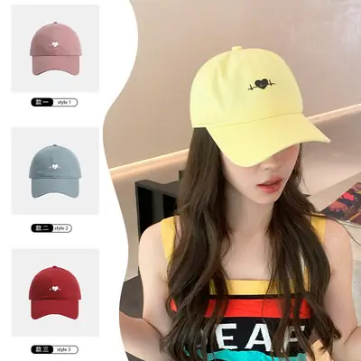 Maroon Heart Embroidered Baseball Cap