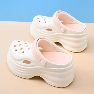 Women's 7cm Platform EVA Hole Shoes Summer White
