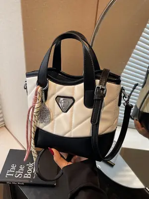 Women Rhombic Crossbody Bag Black Beige 2025 Fashion