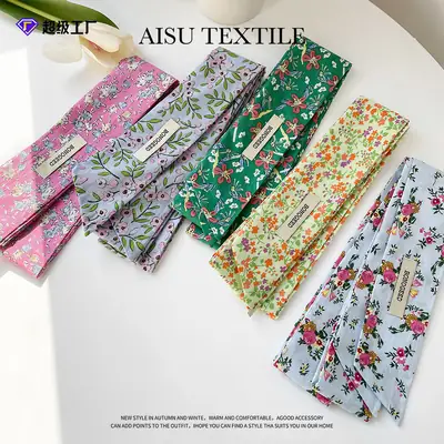 Women's Small Floral Cotton Silk Scarf