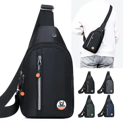 Men's Black Crossbody Bag with Adjustable Sling