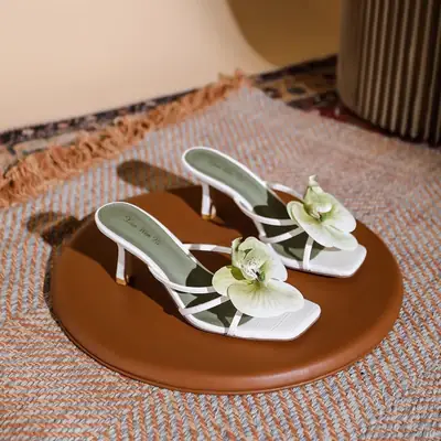Women's Pink Flower High Heel Sandals Summer Wear