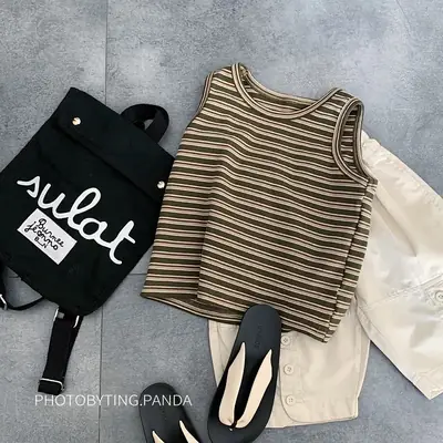 Children Striped Sleeveless Vest Set for Boys 2025