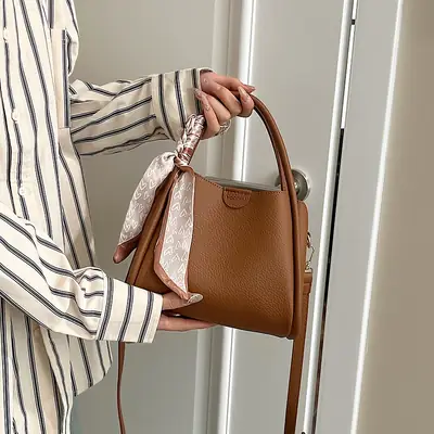 Women's Brown Cowhide Crossbody Scarf Bag 2025