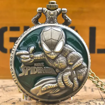 Spiderman Flip Pocket Watch Large Quartz Commemorative Gift