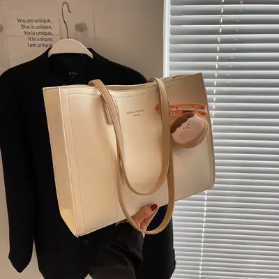 Women's Large Capacity Beige Tote Bag 2025 Spring Summer
