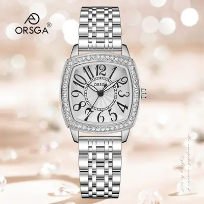 ORSGA Women's Luxury Watch with Diamond Band Set