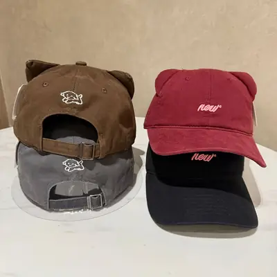 Sweet Cat Ear Cap Black Korean Style Wide Brim