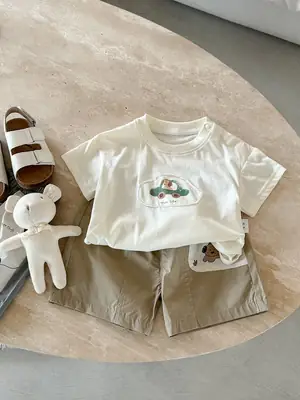 Boys Pure Cotton Cartoon T-Shirt White 2026 Summer
